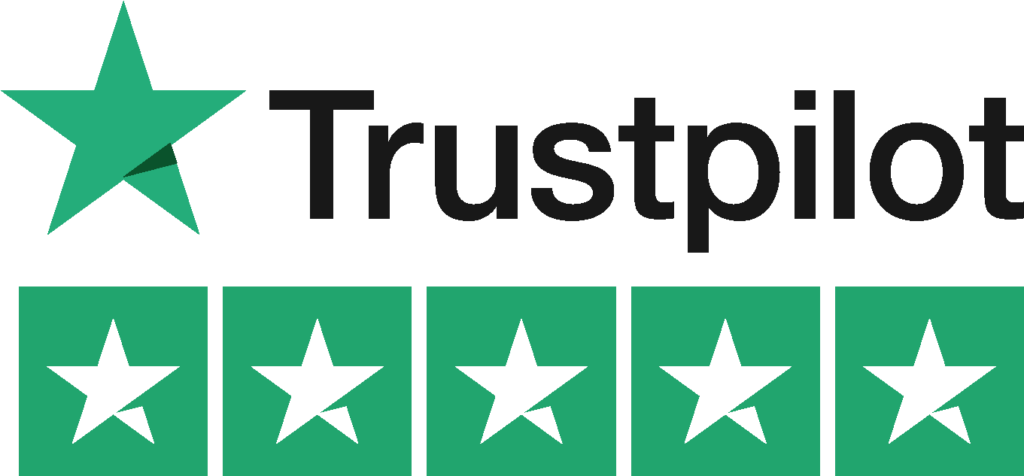trust pilot 5 star logo in green color